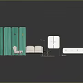 Modern Living Room Furniture Collection With Turquoise Screen White Sofa And Teal Cabinet
