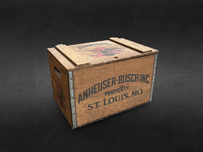Wooden Crate Property of Anheuser Busch Inc with St Louis MO Branded Logo 3d model