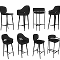 Modern Bar Stools With Leather Seats And Metal Frames In Various Styles 3d model