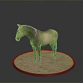 3D Model Horse Standing On Circular Light Colored Base With Gray Gradient Background