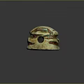 Wood and Stone Decorative Sculpture With Layered Structure Natural Texture And Green Brown Tones