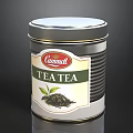 Lammat Tea Container in Tin Can with Tea Leaves and Green Leaves Design