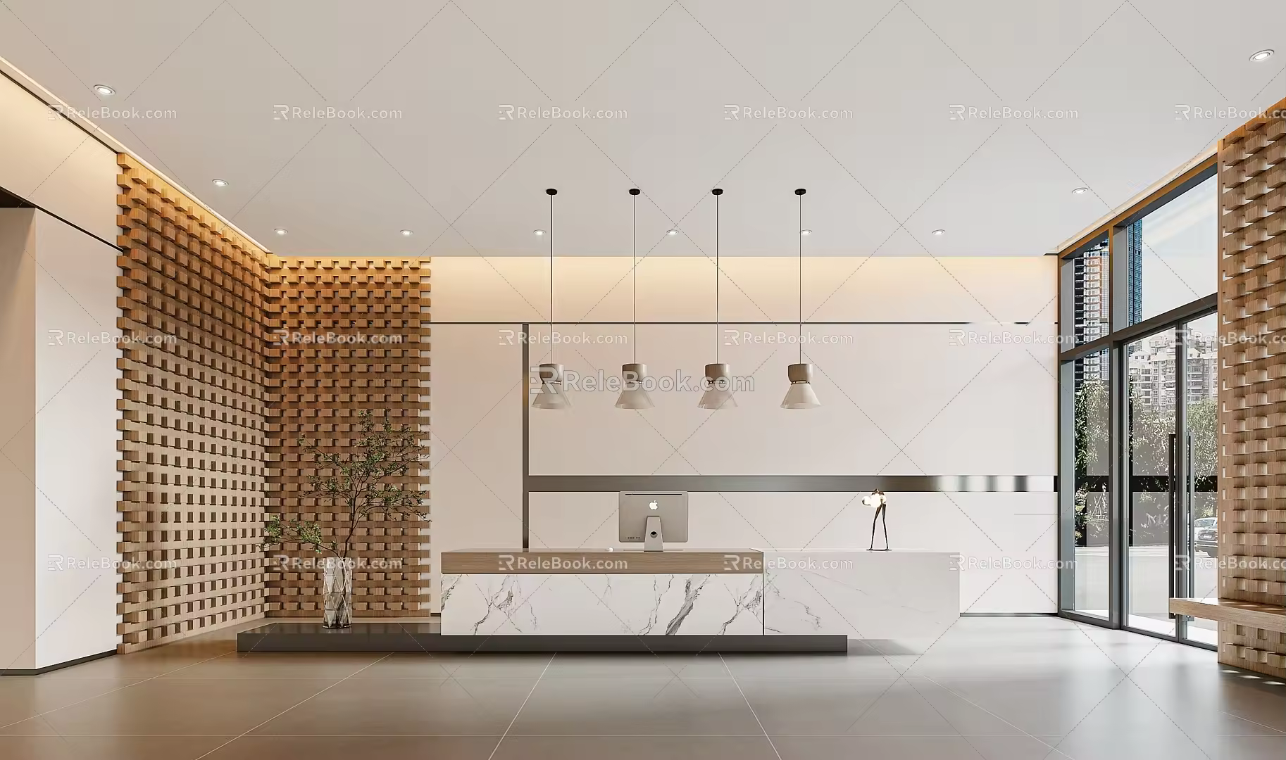 Modern lobby front desk 3d model