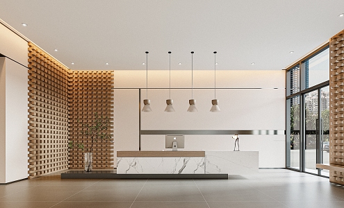 Modern lobby front desk 3d model