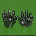 Two Black Metal Robot Hands With Mechanical Details On Green Background 3d model