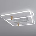 Modern Geometric Ceiling Light With LED Strips And Golden Metal Accents