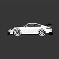 White Sports Car With Black Rear Wing Red Wheels And Sleek Design On Reflective Surface