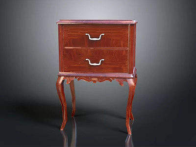 Classic Wooden Entryway Side Cabinet With Two Drawers Carved Legs And Elegant Design 3d model