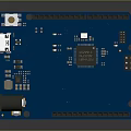 Detailed Blue Circuit Board With Microchip Electronic Components Connectors And Resistors