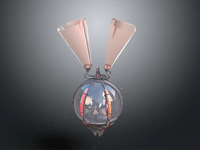 Decorative Transparent Sphere With Pink Wing Shaped Appendages And Metallic Base 3d model