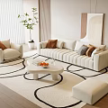 Modern Sofa Coffee Table Combination Lazy Sofa Green Planting Floor Lamp Hanging Picture Side Table 3d model