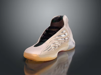 High Top Transparent White Shoes With Black Laces Streamlined Design And Clear Sole 3d model