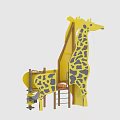 Giraffe Shaped Play Equipment With Yellow Gray Slide And Climbing Feature