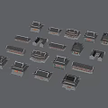 Traditional Chinese Ancient Architecture Models With Various Roof Styles And Classic Structures