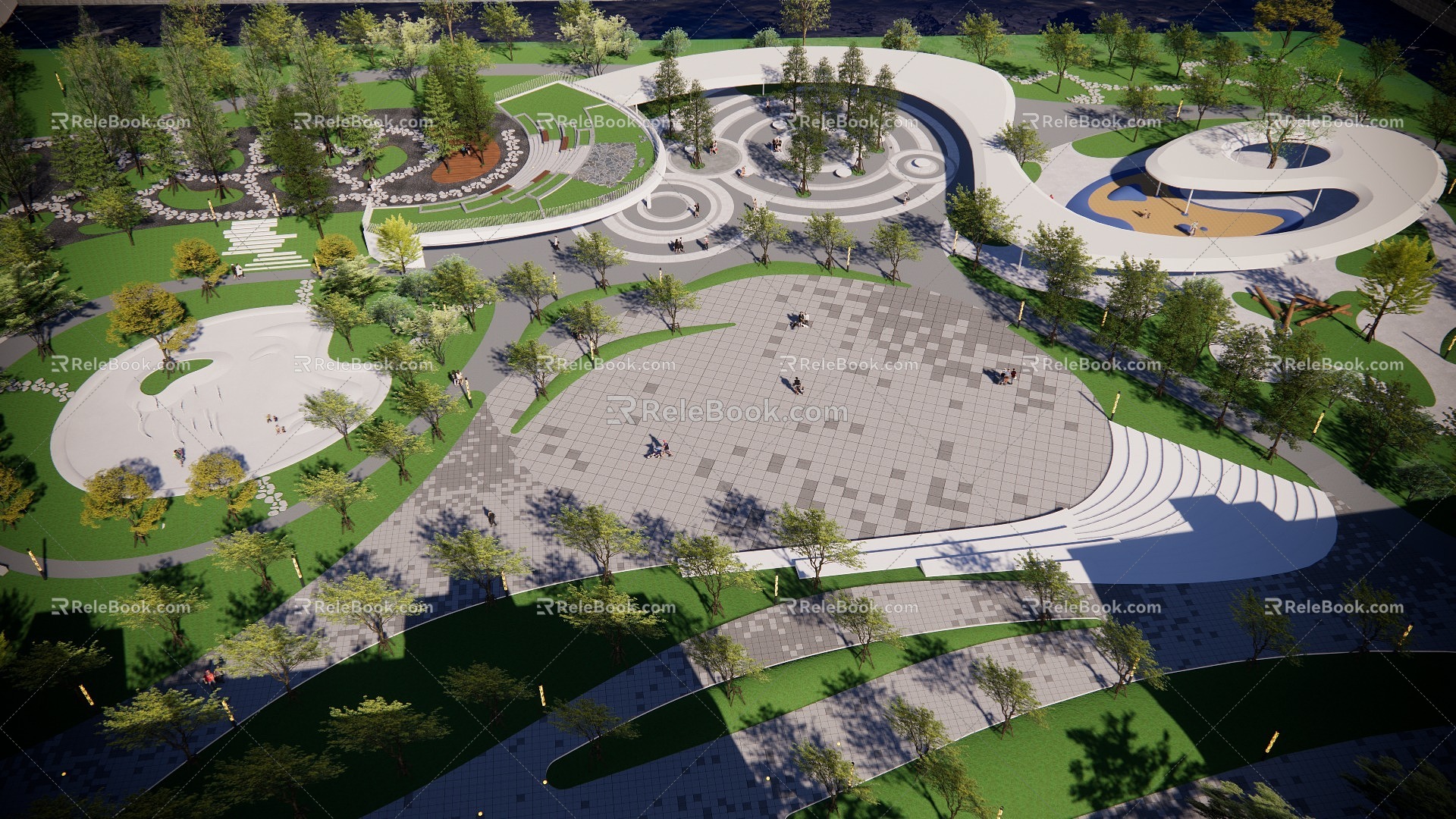 Modern Municipal Park Landscape Pocket Park Municipal Square Children's Amusement Park Starlight Theater Civic Square model