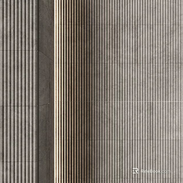 Modern Structural Components With Vertical Parallel Strips And Textured Gray Surface 3d model
