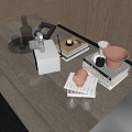 Modern Table Ornaments Books Wine Radio Candle 3d model