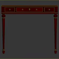 Elegant Classic Red Writing Desk With Four Drawers And Gold Accents Details