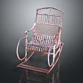 Vintage Wicker Rocking Chair With Metal Frame And Woven Seat Design