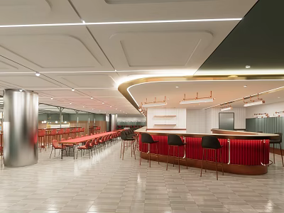 Light Luxury Food Plaza Restaurant 3d model
