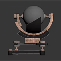 Mechanical Device With Silver Sphere On Black And Copper Metal Stand 3d model