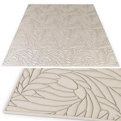 Square Carpet With Delicate Leaf Pattern Modern Design Soft Texture For Home Decor 3d model