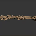 Intricate Artistic Wooden Carving With Leafy Curled Patterns And Textured Surface For Decorative Ornament