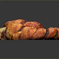 Delicious Swirled Braided Pastry With Red Berry Filling Glazed Surface And Toasted Nut Sprinkles