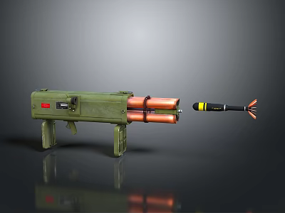 Green Rocket Launcher With Copper Propellant Chambers And Black Yellow Space Exploration Rocket 3d model