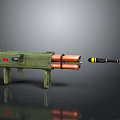Green Rocket Launcher With Copper Propellant Chambers And Black Yellow Space Exploration Rocket