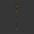 Enchanted Magic Staff With Purple Orb Wooden Shaft Vines And Green Accents