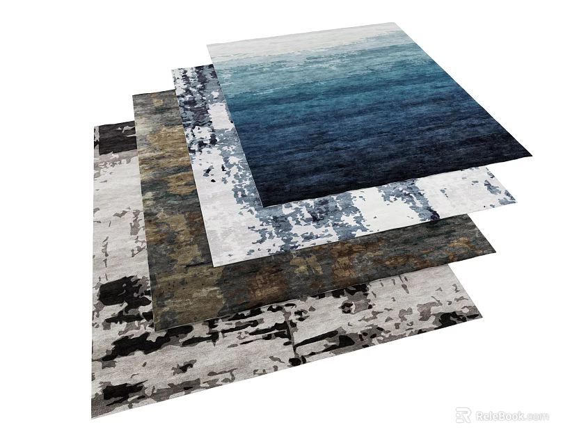 Square Rugs With Gradient Blue Gray And Abstract Patterns For Home Decor 3d model