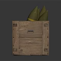 Wooden Crate Holding Green Conical Objects Featuring Yellow Stripes