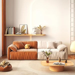 Modern Double Sofa Casual Cream Two-Seat Sofa 3d model