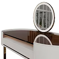 Elegant Modern Dressing Table With Round Mirror Velvet Stool And Side Cabinet 3d model