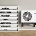White Floor Standing Air Conditioner Fan And Wall Mounted Unit 3d model