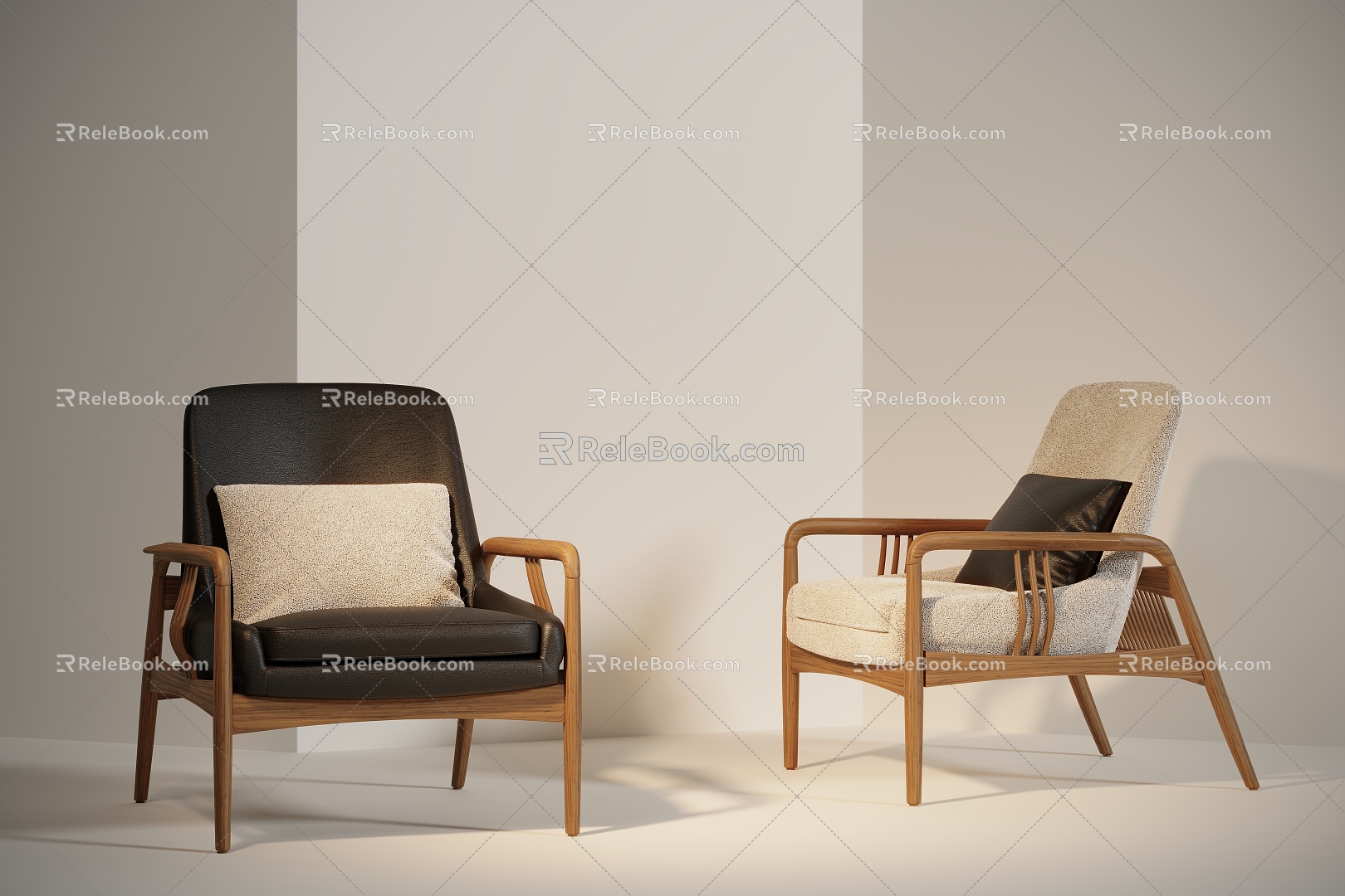 Log Casual Leather Chair 3d model