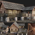 Ancient Traditional Building With Wooden Structure Stone Base And Sloped Roof