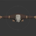 3D Humanoid Character Model With White Headgear Brown Bodysuit Light Lines And Arms Outstretched
