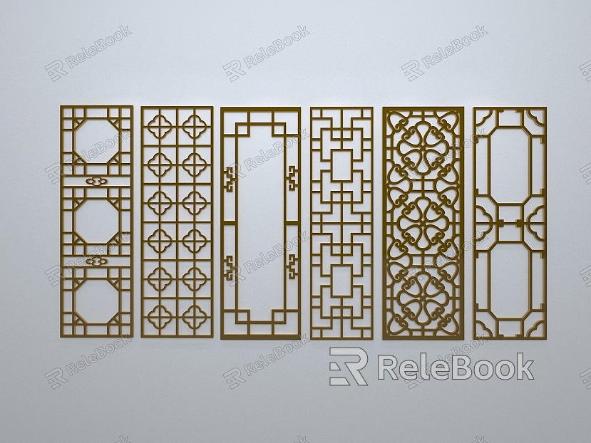 Chinese-style window grilles silhouette pane window sill border openwork window model