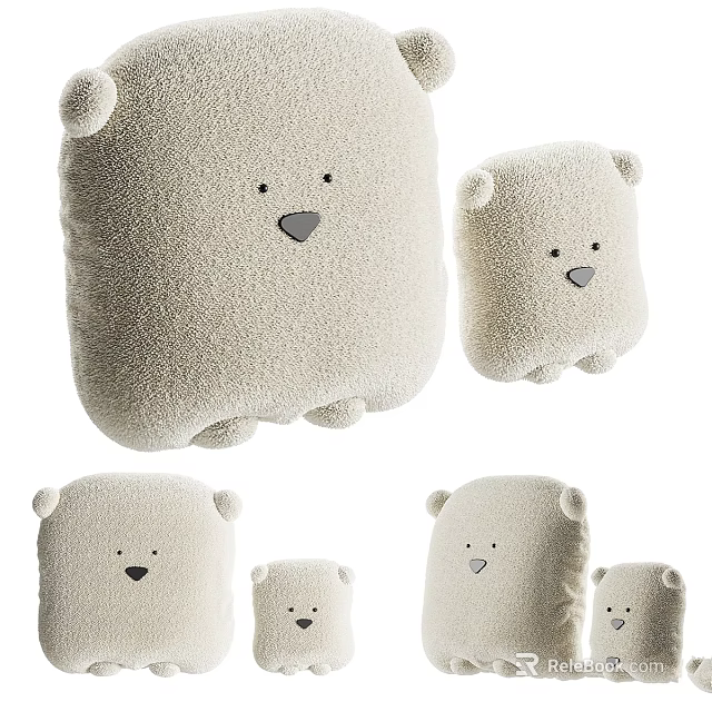 White Fluffy Plush Bear Stuffed Dolls With Various Sizes And Cute Round Faces 3d model