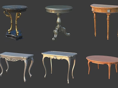 Round Side Tables With Various Styles Materials And Elegant Leg Designs 3d model