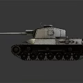 Classic Military Tank with Main Cannon Turret Heavy Armor and Metal Tracks