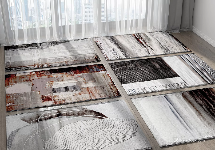 Modern Square Rugs With Abstract Art Patterns For Living Room Home Decor 3d model 