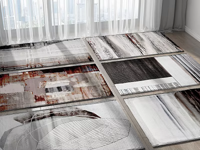 Modern Square Rugs With Abstract Art Patterns For Living Room Home Decor 3d model