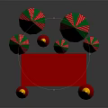 Festive Christmas Decoration Set With Green Red Polka Dot Trees Red Cones And Rectangular Platform