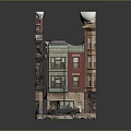 Cartoon City Scene With Vibrant Multi Story Buildings Balconies Windows And Street Details