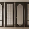 Dark Hinged Doors with Various Glass Patterns and Modern Design Styles 3d model