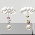 Cloud Shaped Ceiling Lights with Star Moon Rabbit Bear Moon Ball Decor for Kids Room