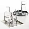 Transparent Glass Tea Sets With Various Shapes Including Bottles Cups And Trays